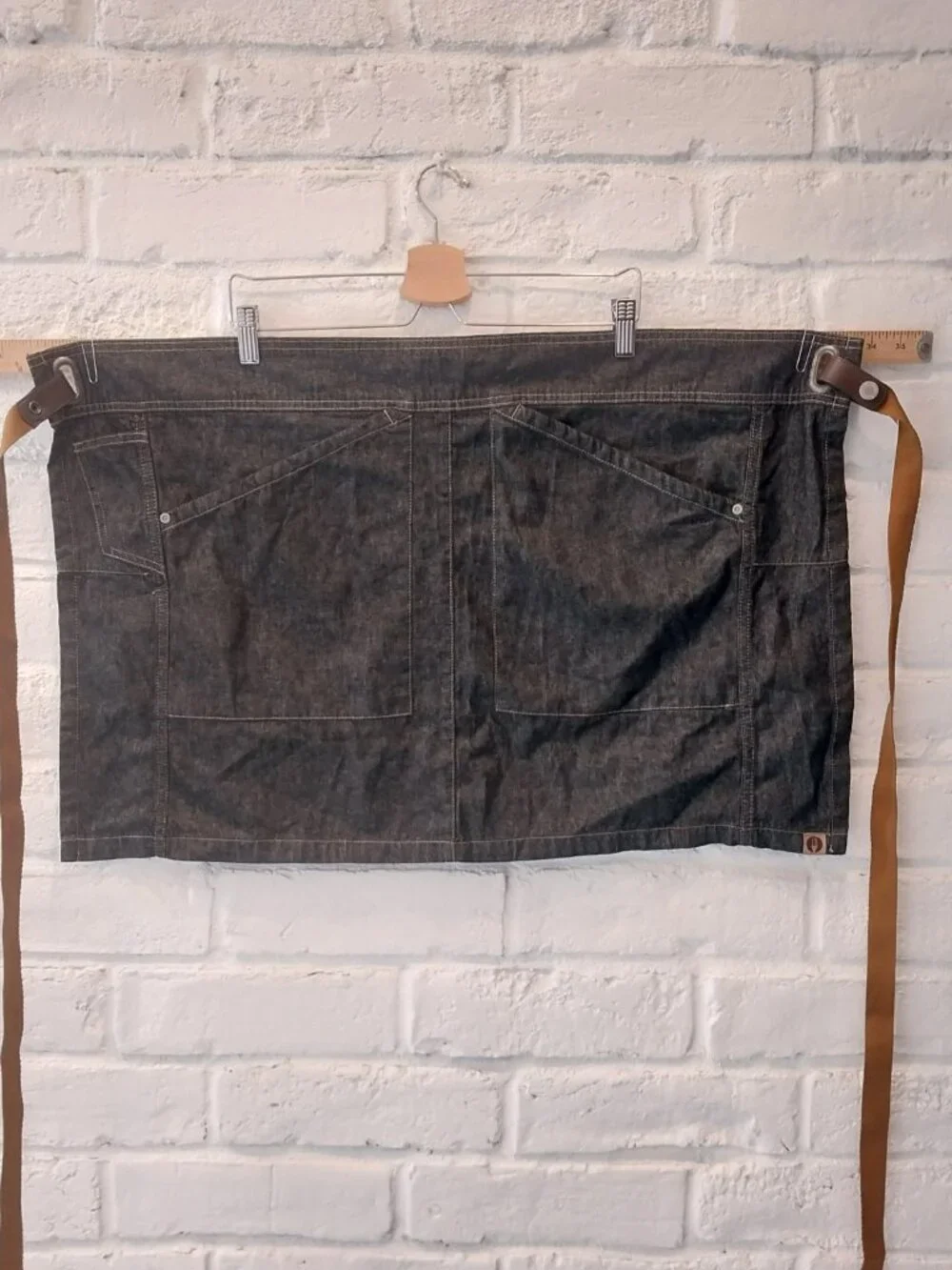 Chef Works Half Apron Black Denim Berkley Urban Collection 100% Cotton Pockets.